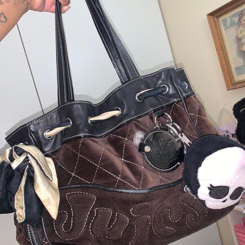 Juicy Couture Black and Brown Quilted Tote